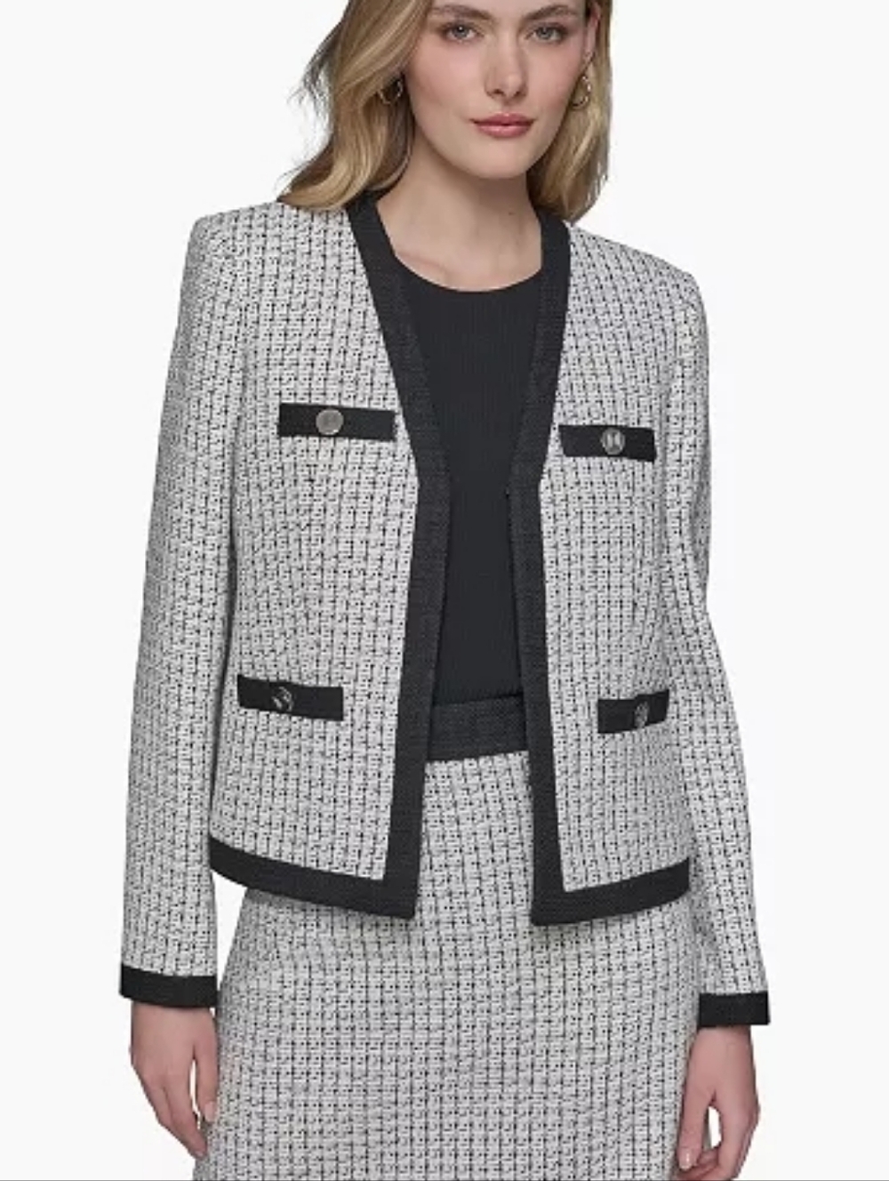 Carl Lagerfelt Tweed Jacket NWT Size 12 Black And White
